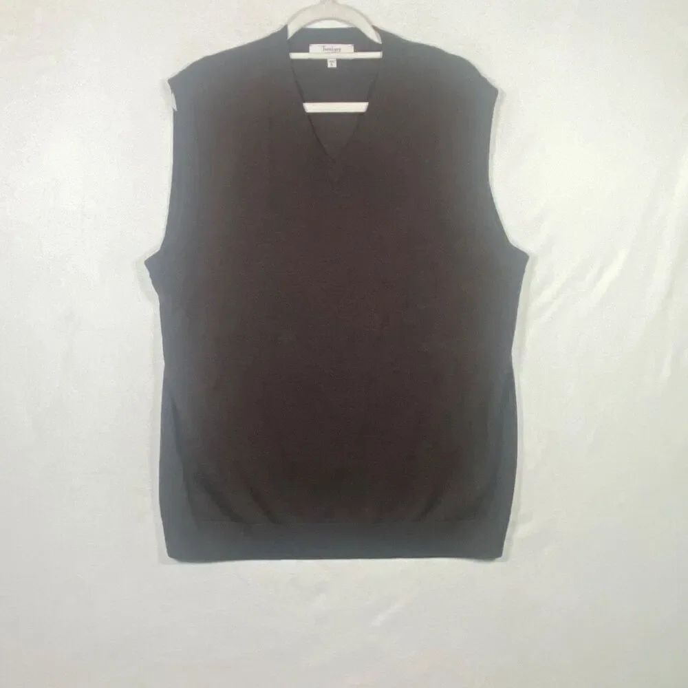 Turnbury 100% Merino Wool Brown Knit Vest Men’s Size L Sleeveless V-Neck